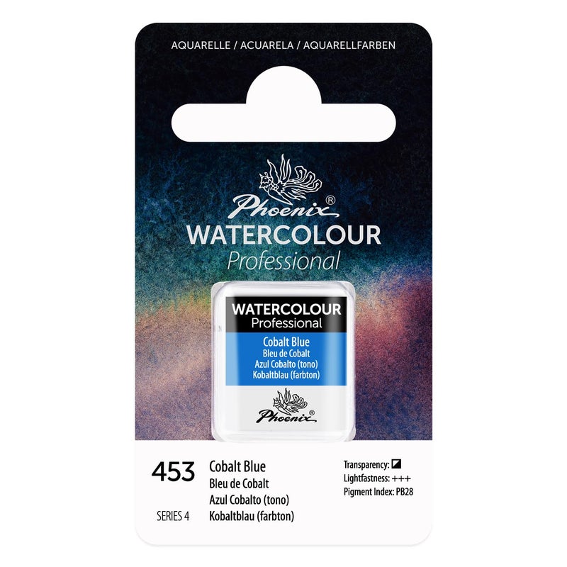 PHOENIX Professional Watercolor Paint - Single Watercolor Half Pan - Cobalt Blue 453 - Image 1